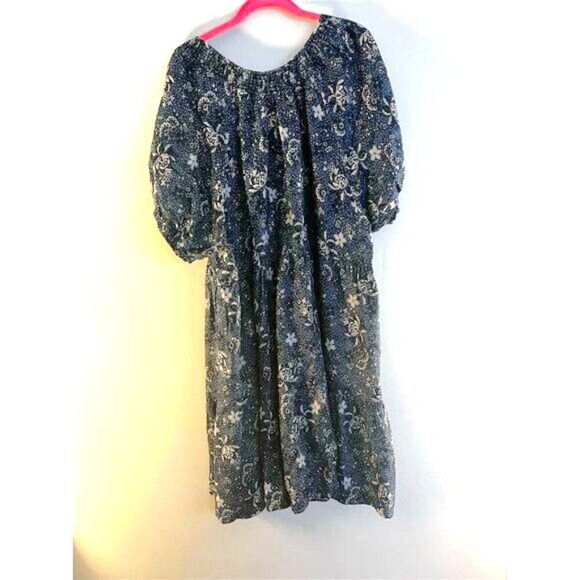 Torrid Women's 2X Blue Chambray Puff Sleeve Smocked Dress - Picture 3 of 9